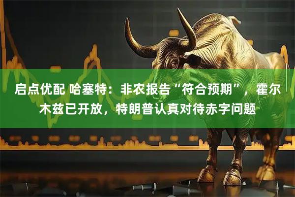 启点优配 哈塞特：非农报告“符合预期”，霍尔木兹已开放，特朗普认真对待赤字问题